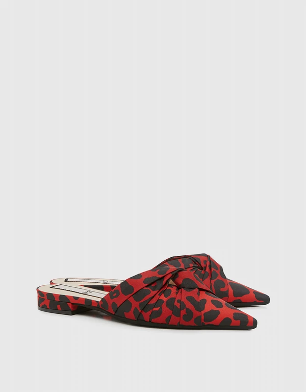 No.21 Pointy Knot Leopard Animal-print Mules