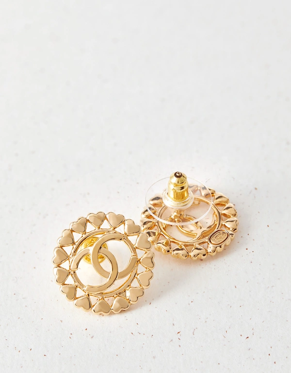 Chanel Logo 金色圓圈耳環