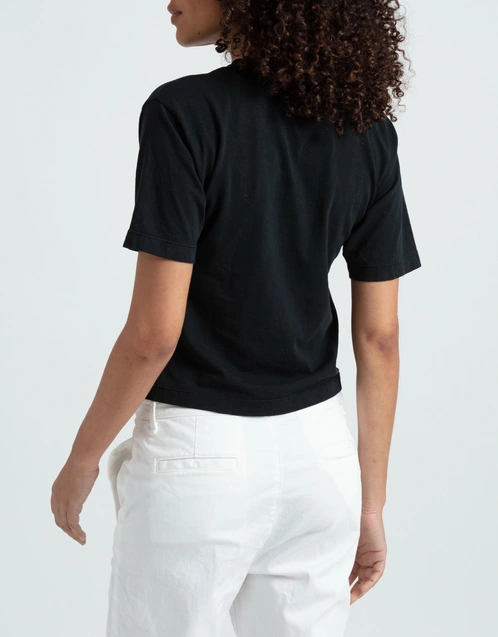 Cotton Cropped And Boxy T-Shirt-Black