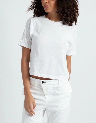 Cotton Cropped And Boxy T-Shirt-Ivory