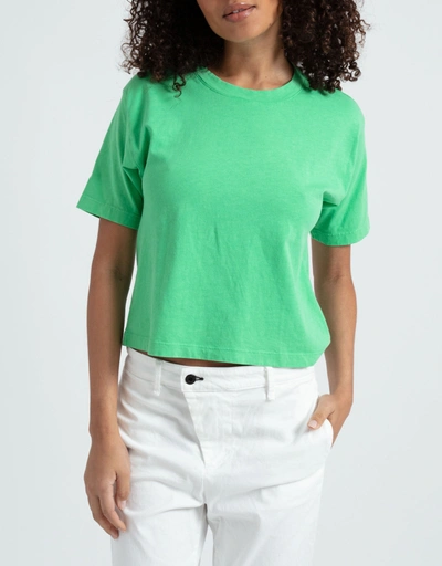 Cotton Cropped And Boxy T-Shirt-Neon Green