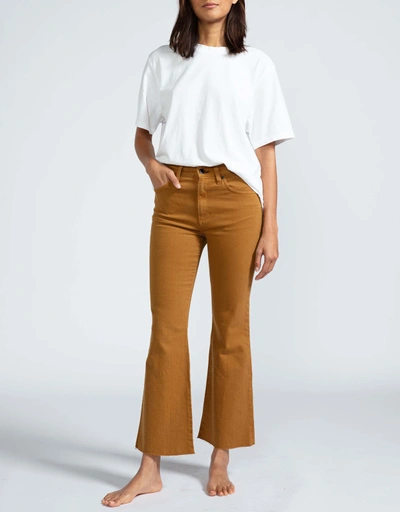 Geek Cropped Flare Jeans-Camel