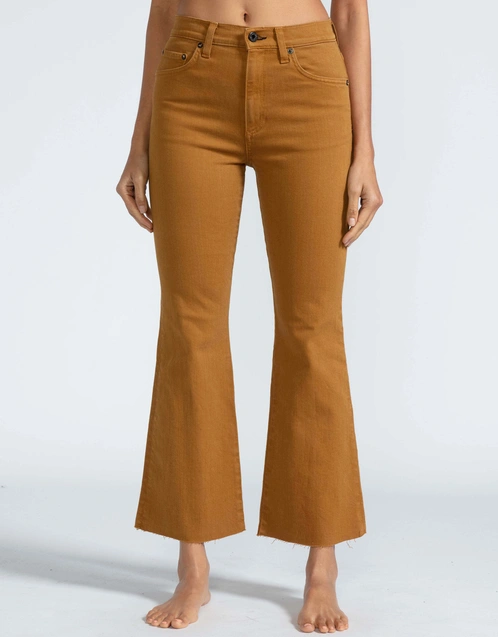 Geek Cropped Flare Jeans-Camel