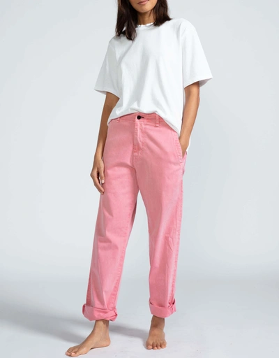 Chino Low-Rise Straight-Leg Jeans-Pink