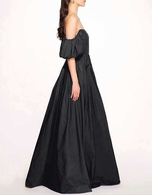 Off Shoulder Balloon Sleeved Maxi Gown