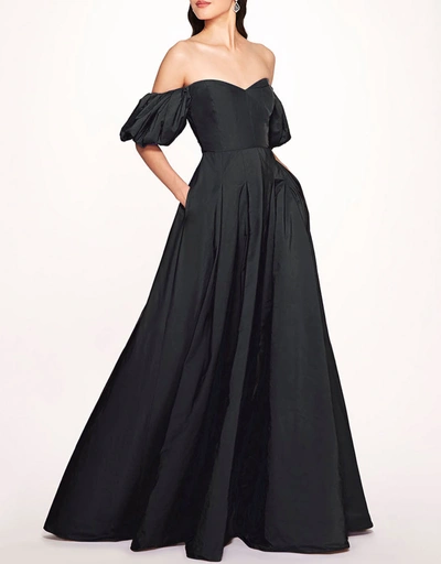 Off Shoulder Balloon Sleeved Maxi Gown
