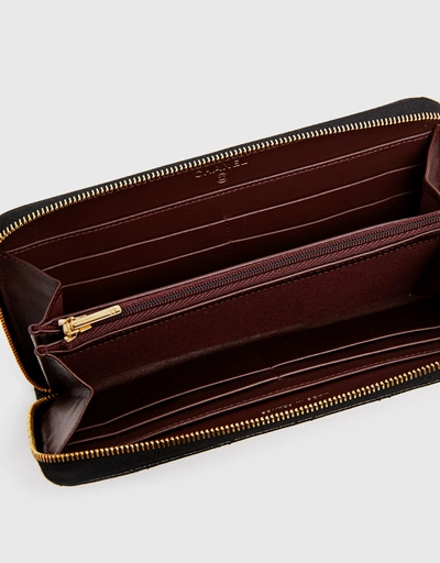Classic Grained Calfskin And Gold-tone Metal Zipped Long Wallet