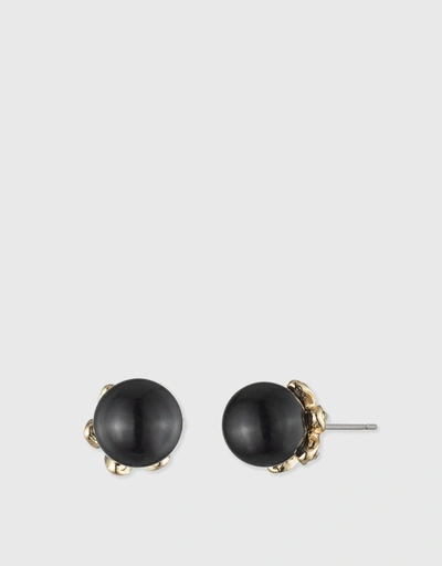 Faux Black Pearl Stud Earrings