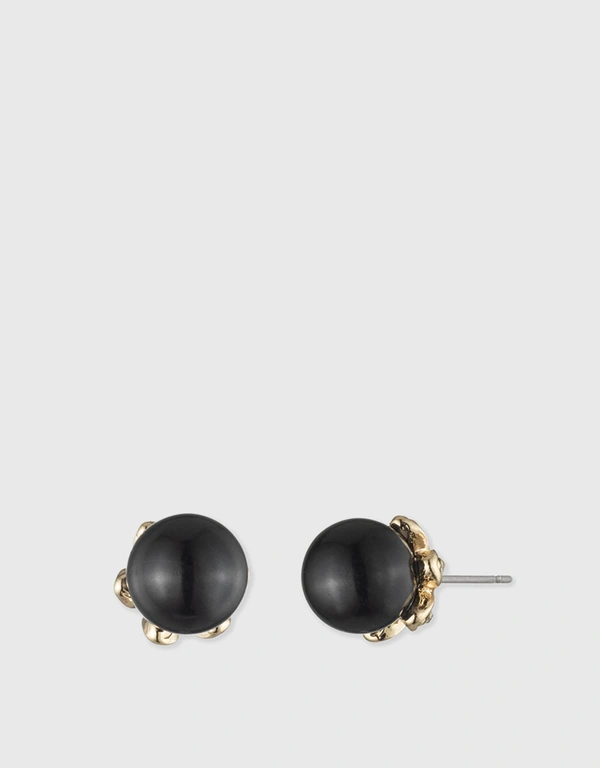Marchesa Notte Faux Black Pearl Stud Earrings