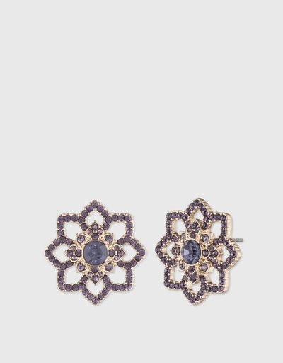 Lace Floral Stud Earrings-Tanzanite