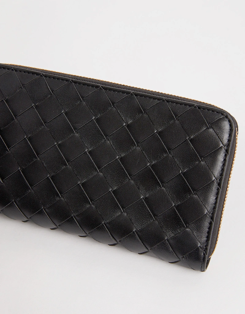 Bottega Veneta Intrecciato Lambskin Zip Around Wallet () IFCHIC.COM