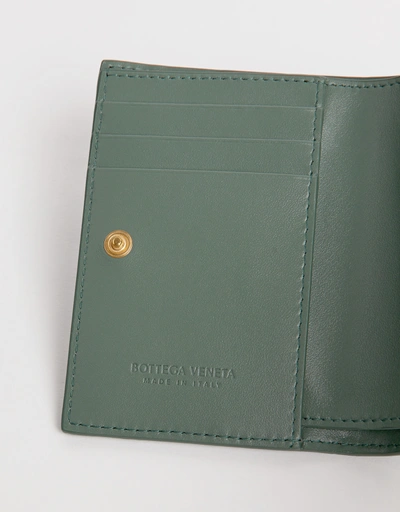 Intrecciato Lambskin Bi-Fold Zip Small Wallet