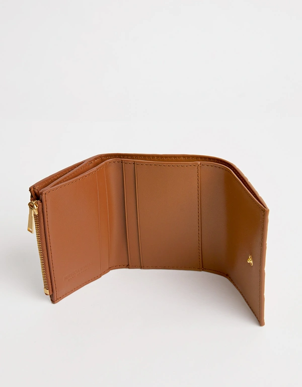 Bottega Veneta Intrecciato Lambskin Tri-Fold Zip Wallet