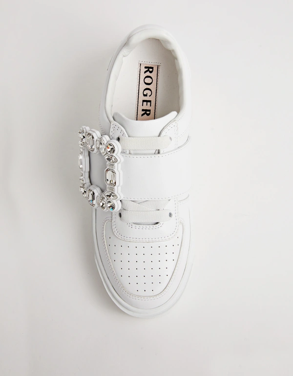 Roger Vivier Very Vivier Strass Buckle Leather Sneakers