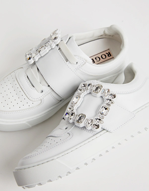 Roger Vivier Very Vivier Strass Buckle Leather Sneakers