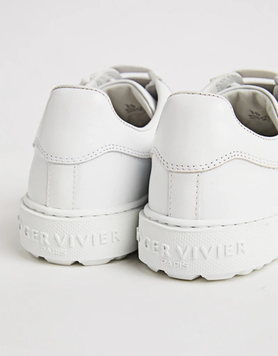 Very Vivier Strass Buckle Leather Sneakers