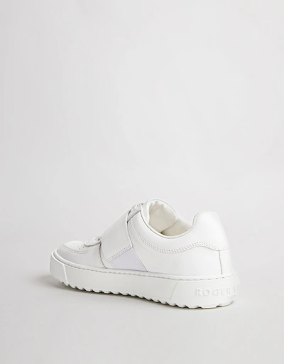 Very Vivier Strass Buckle Leather Sneakers
