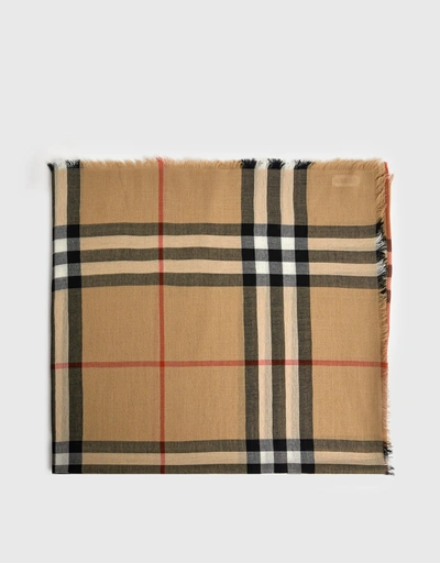 Classic Check Lightweight Wool Scarf