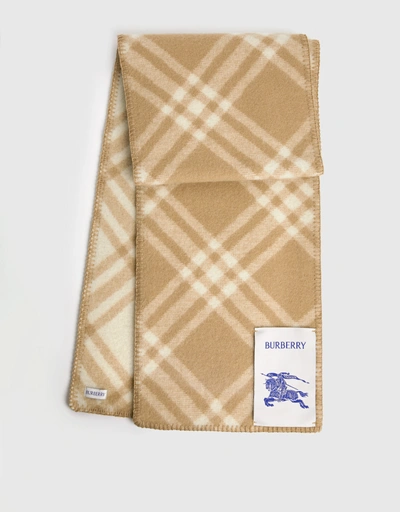 格紋羊毛長方形圍巾