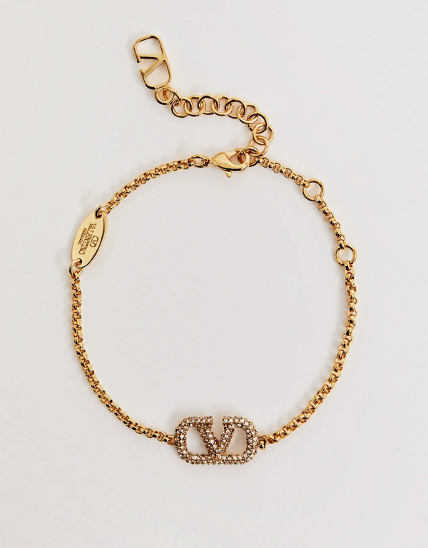 Valentino Vlogo Signature In Metal And Swarovski® Crystals Bracelet
