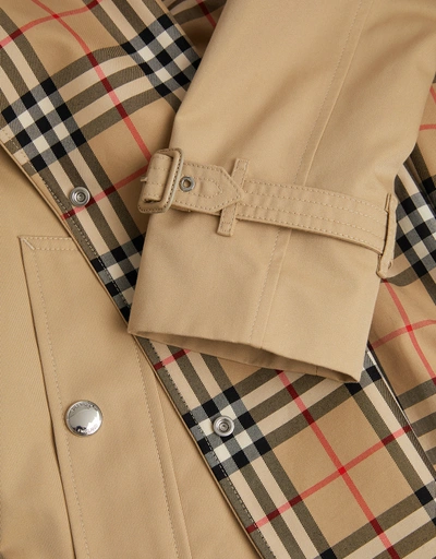 Gabardine Classic Check Collar Short Trench Coat