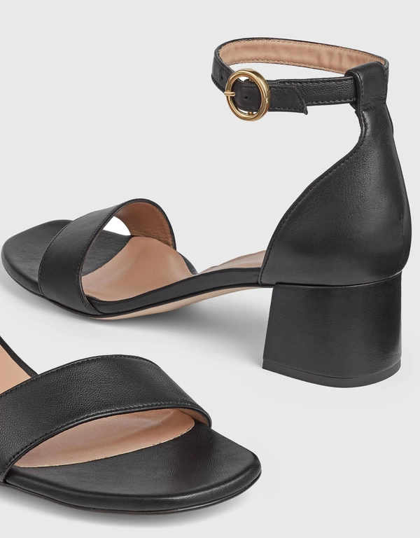 LK Bennett Nanette Nappa Leather Mid Heel Sandals - Black