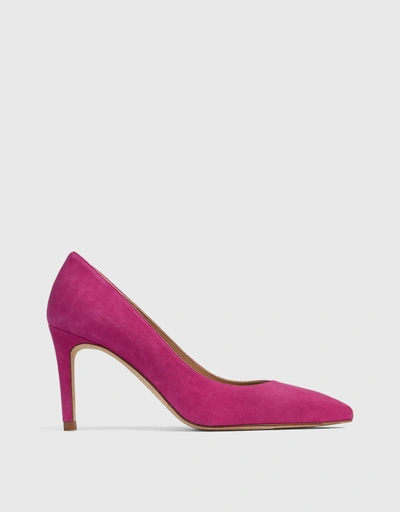 Floret Suede Pointed Toe High Heel Pumps-Bright burgundy