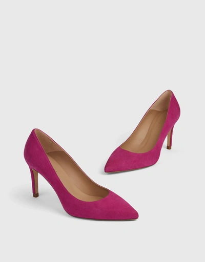 Floret 麂皮尖頭高跟鞋-Bright burgundy