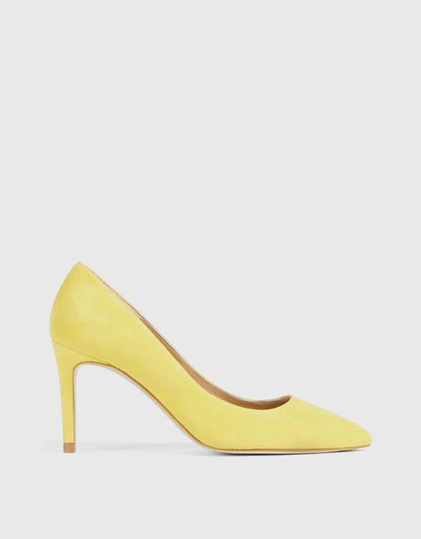 LK Bennett Floret Suede Pointed Toe High Heel Pumps-Yellow