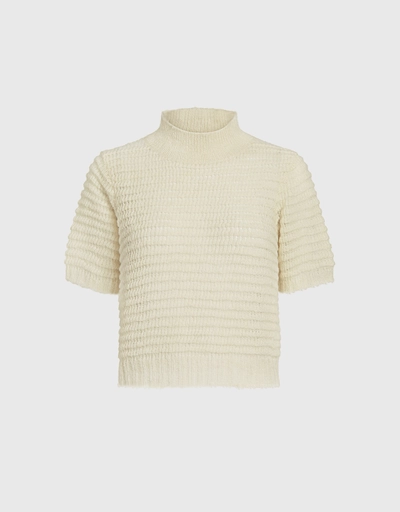 Alpaca-blend Short Sleeve Cropped Sweater