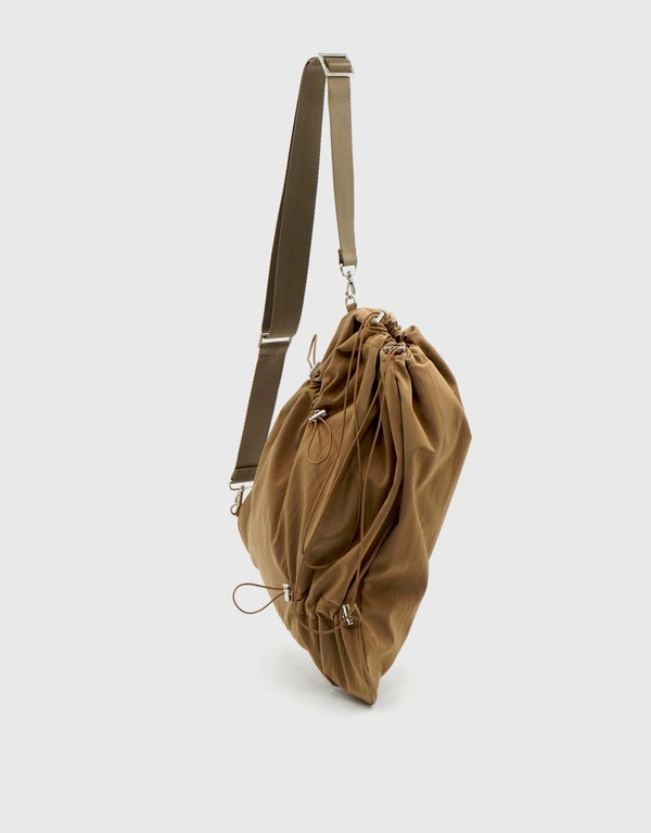 YIEYIE Eden Nylon Drawstring Shoulder Bag-Misty Tan