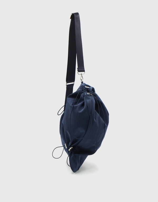 YIEYIE Eden Nylon Drawstring Shoulder Bag-Misty Navy