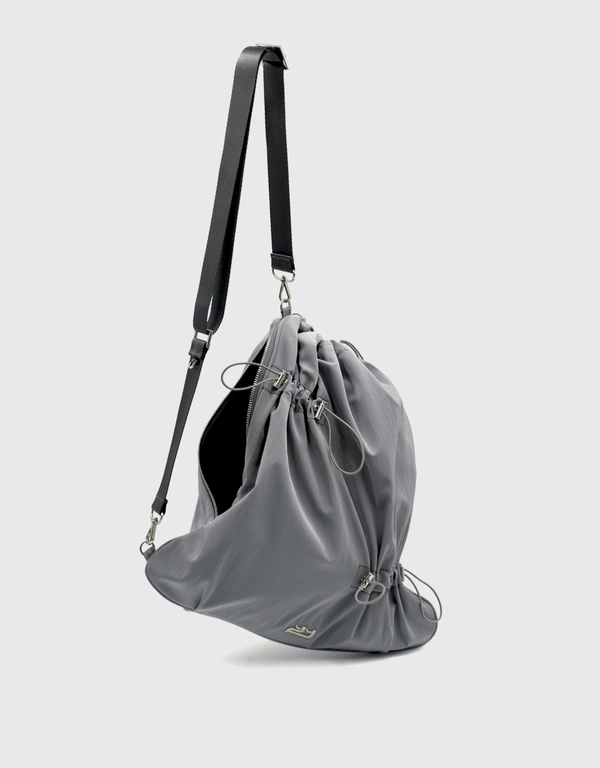 YIEYIE Eden Nylon Drawstring Shoulder Bag-Misty Grey