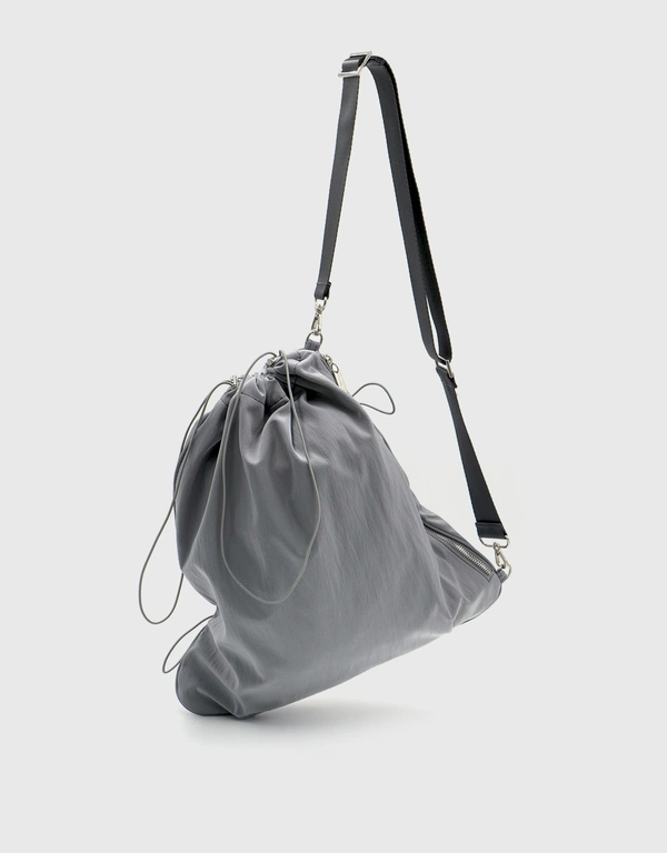 YIEYIE Eden Nylon Drawstring Shoulder Bag-Misty Grey