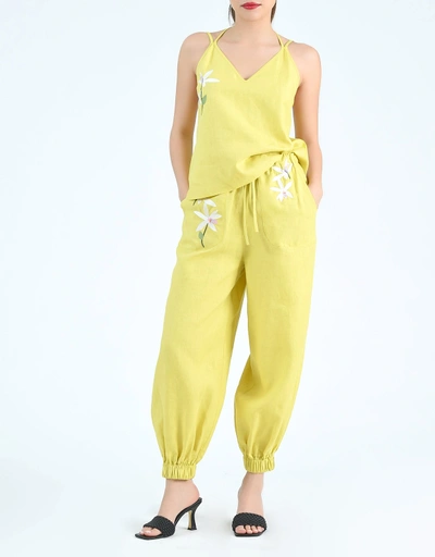 Jasmin Vest And Pants Set-Mustard Lime
