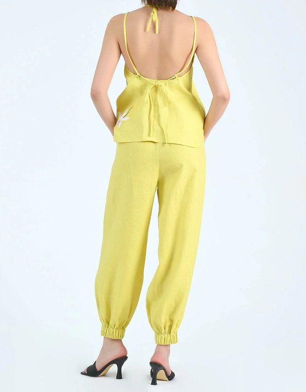 Fanm Mon Jasmin Vest And Pants Set-Mustard Lime