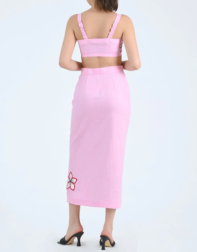 Helen Sleeveless Crop Top And Midi Skirt Set-Fondant Pink