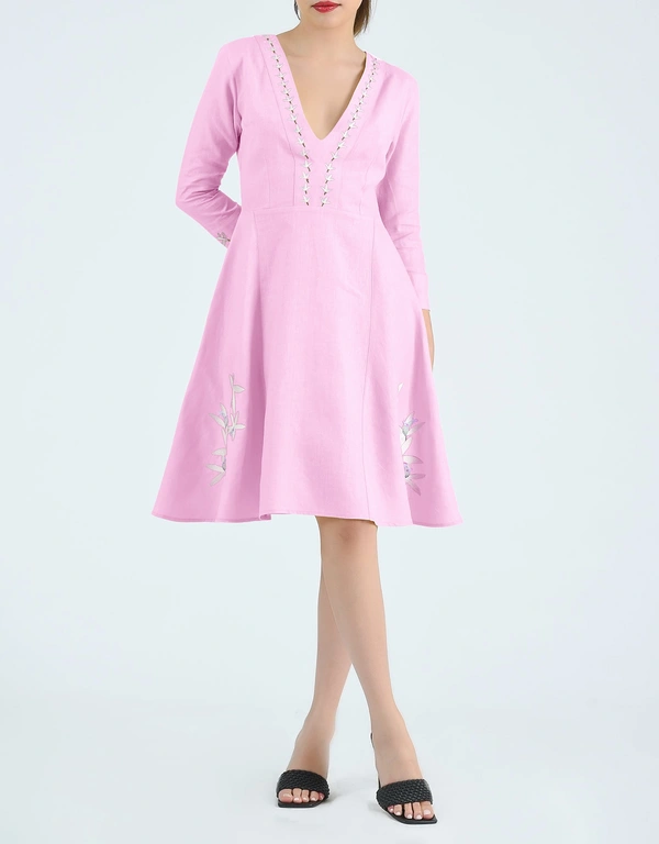Fanm Mon Karen Knee Length Dress-Fondant Pink