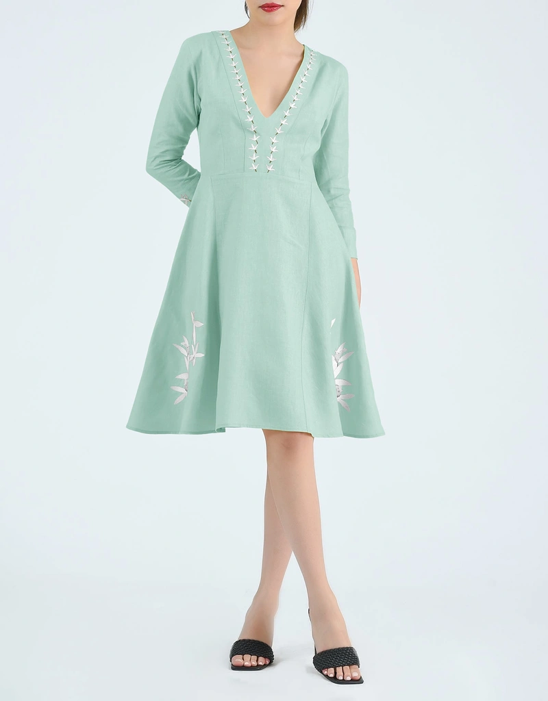 knee length chambray dress Lenni Chambray Midi Dress Large