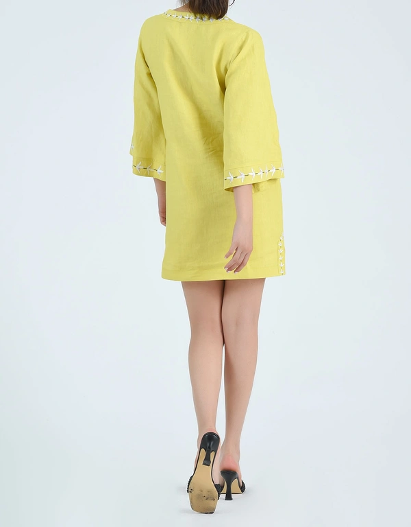 Fanm Mon Kubra Mini Dress-Mustard Lime
