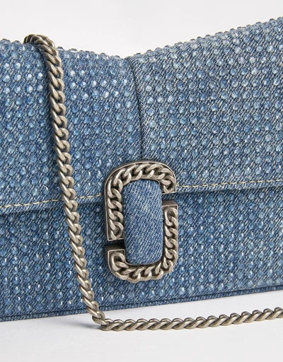 The St. Marc Crystal Denim Clutch Chain Crossbody Bag