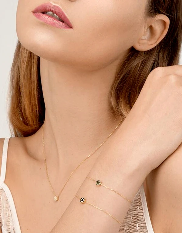 Ruifier Jewelry  Modern Words Fine-Diamond Happy Bracelet 