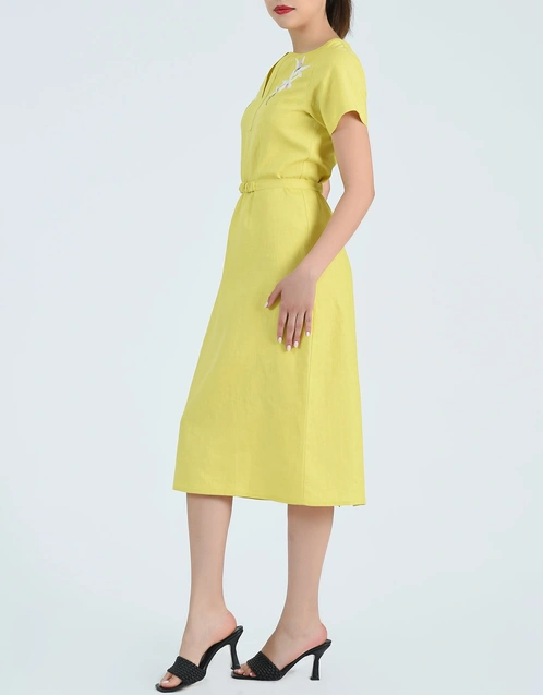 Peri Midi Dress-Mustard Lime