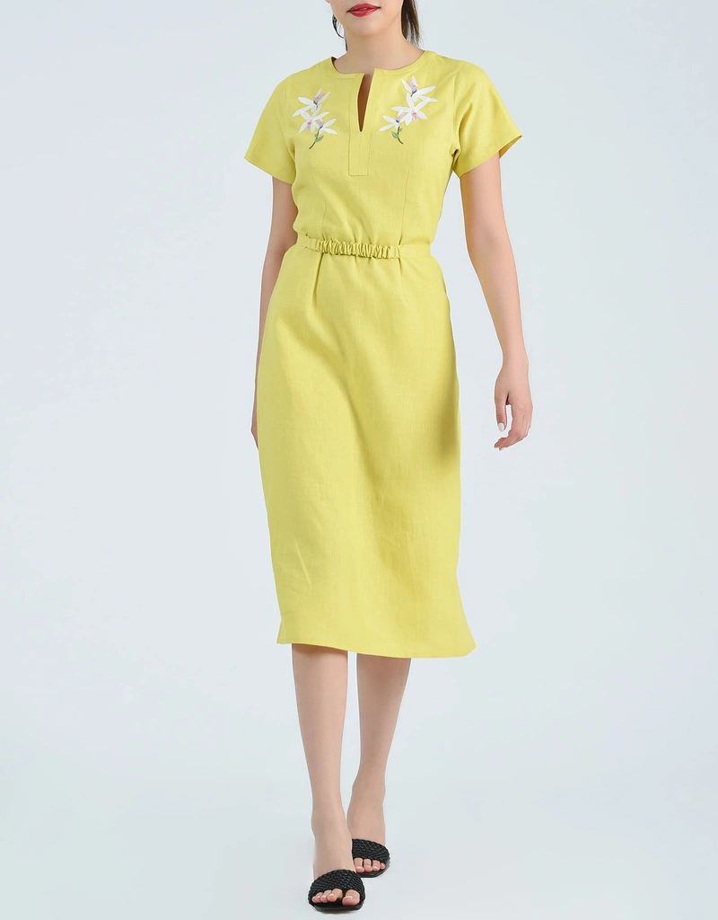 Fanm Mon Peri Midi Dress-Mustard Lime (Dresses) IFCHIC.COM Fanm Mon Peri Midi Dress-Mustard Lime (Dresses) IFCHIC.COM