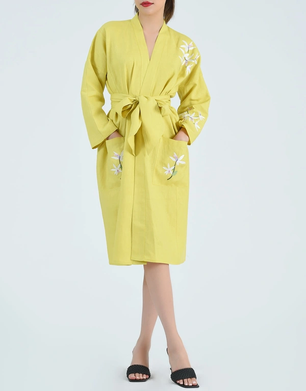 Fanm Mon Shule 長袍式及膝洋裝-Mustard Lime