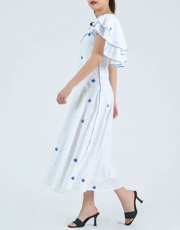 Fanm Mon Poppy Midi Dress-White