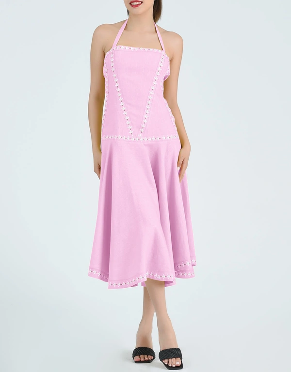 Fanm Mon Miray Midi Dress-Fondant Pink