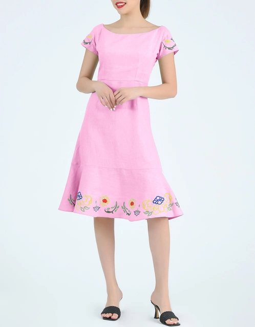 Lacoix Knee Length Dress-Fondant Pink