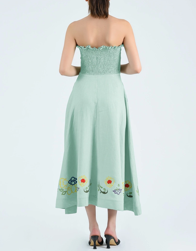 knee length dresses for ladies Morning Meadow Ruched Tiered Midi Dress  VICI