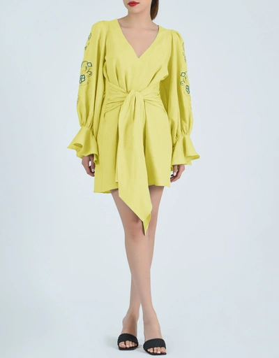 Oyku Mini Dress-Mustard Lime